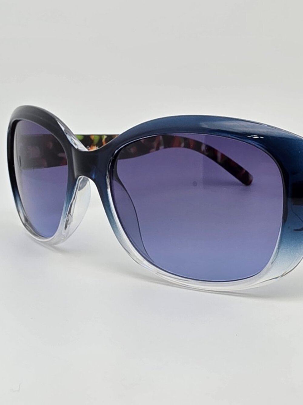 Tahari TH754 Blue Fade Tortoise Rhinestone Frame Blue Lens Cat Eye Sunglasses